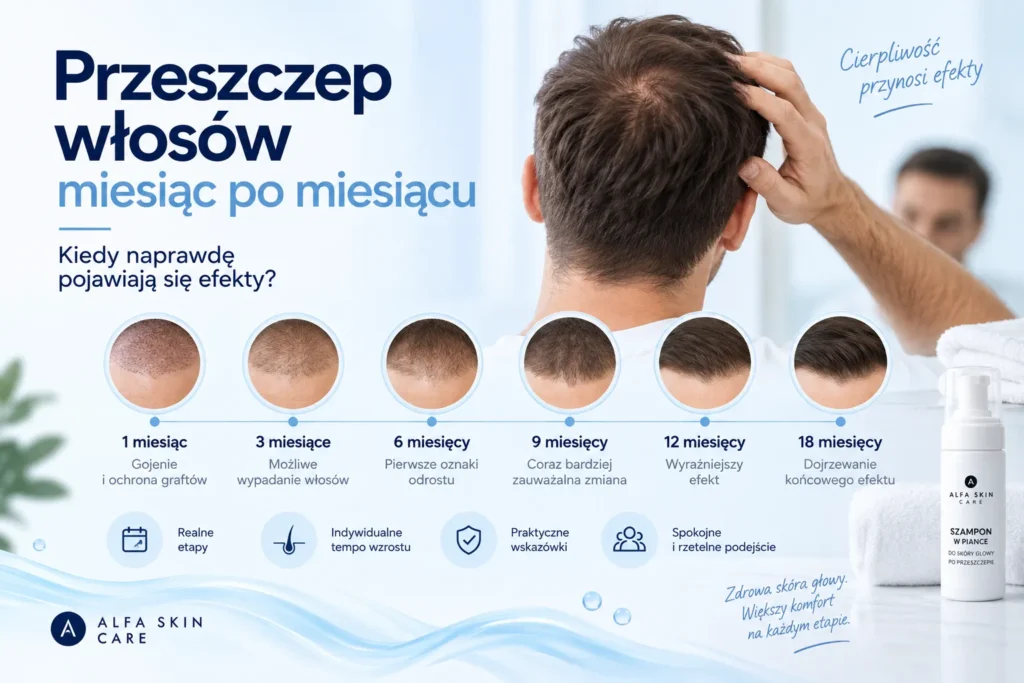 Przeszczep włosów miesiąc po miesiącu – kiedy naprawdę pojawiają się efekty?